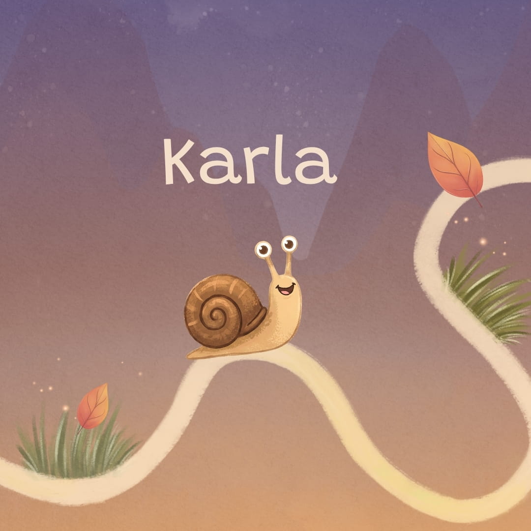 Karla die Schnecke – Charakter aus dem Zendou Kids Kinderbuch Lunis Abenteuer im magischen Wald