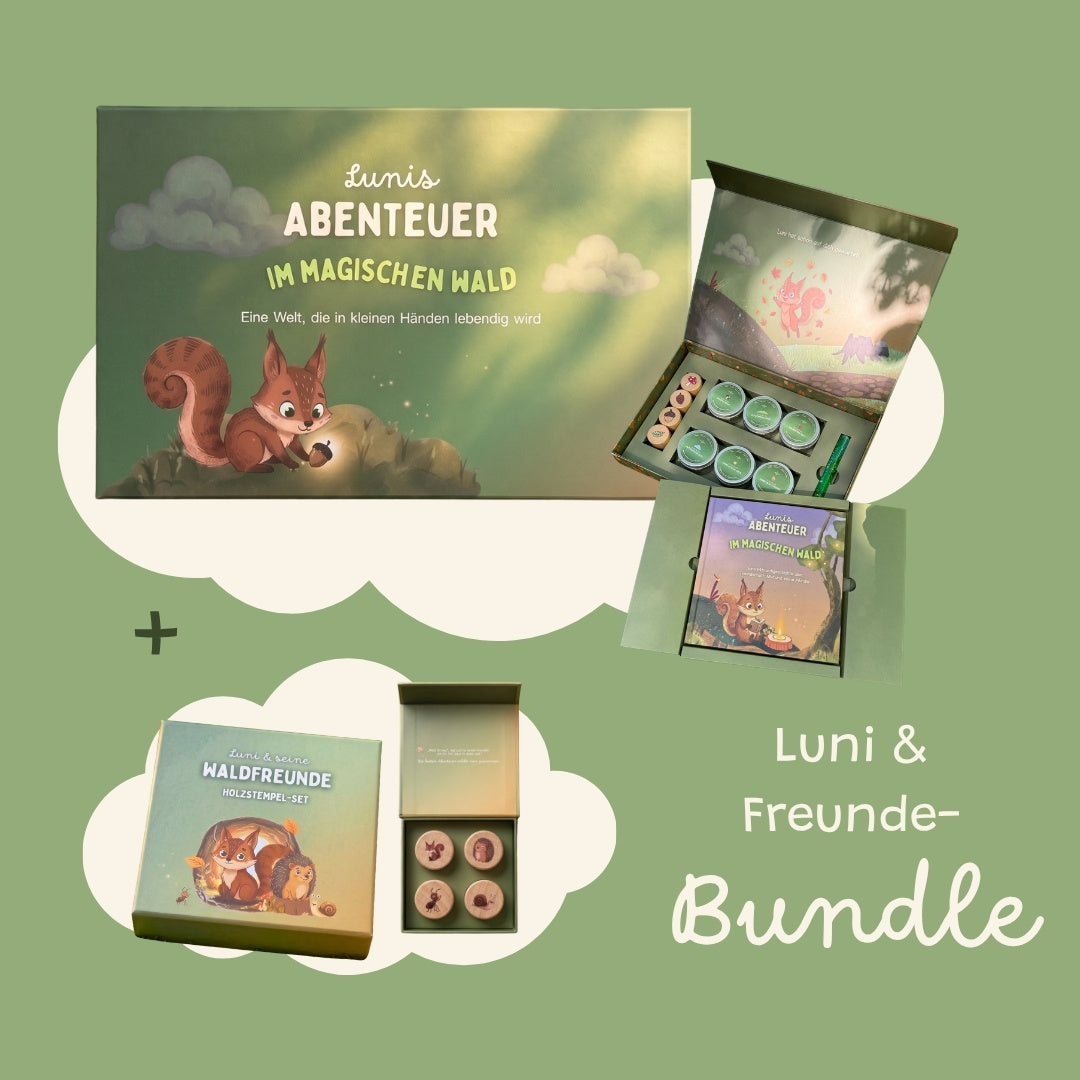 Zendou Kids Luni & Freunde Bundle – Waldbox und Holzstempel-Set Waldfreunde