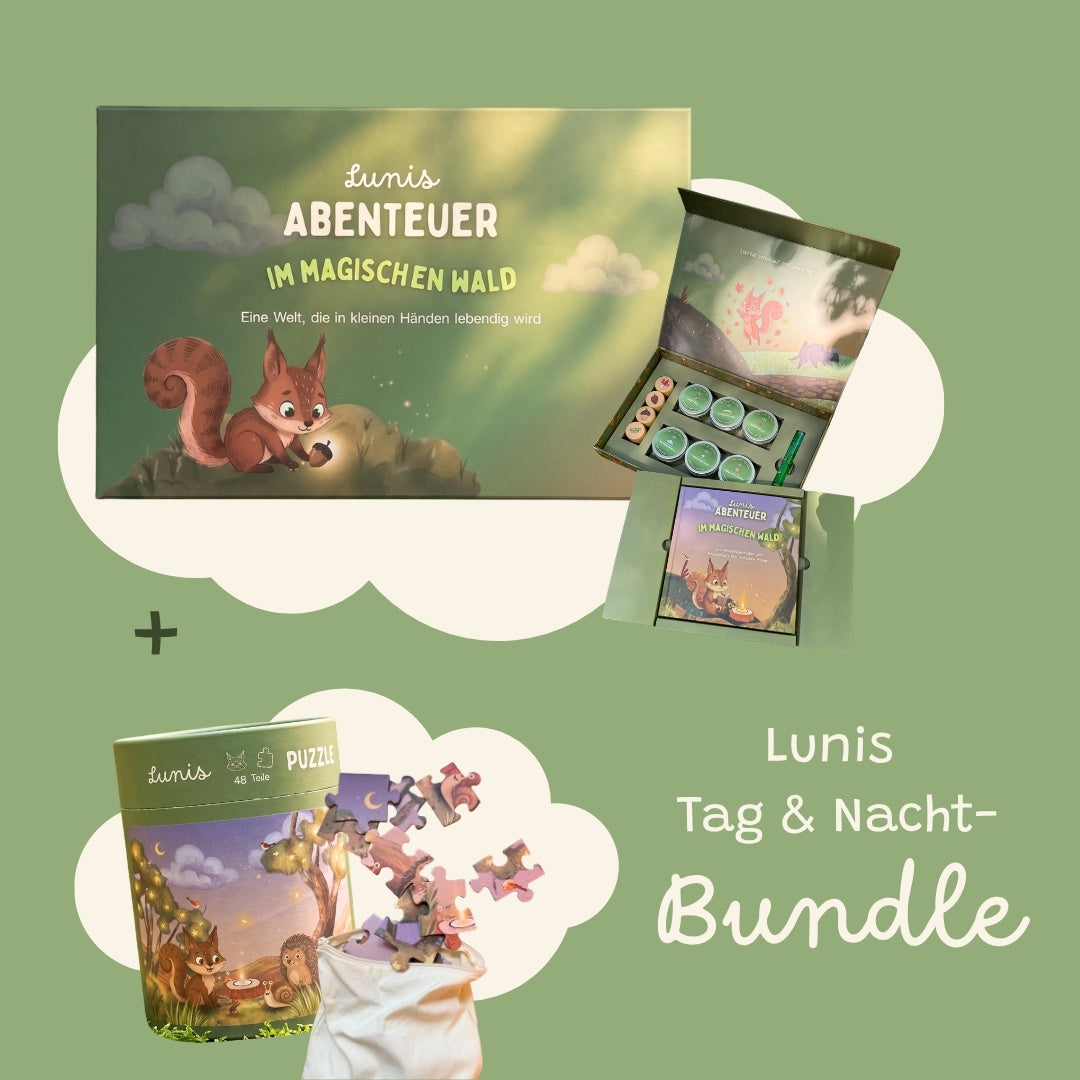 Zendou Kids Tag & Nacht Bundle – Waldbox und Puzzle Ein Abend im Wald
