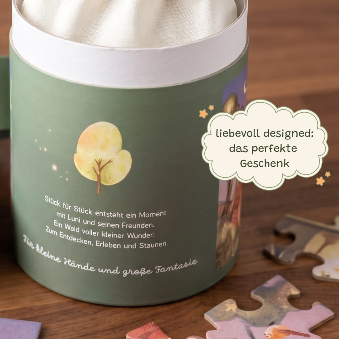 Zendou Kids Puzzle Tube Rückseite mit Puzzleteilen – liebevoll designed, das perfekte Geschenk für Kinder