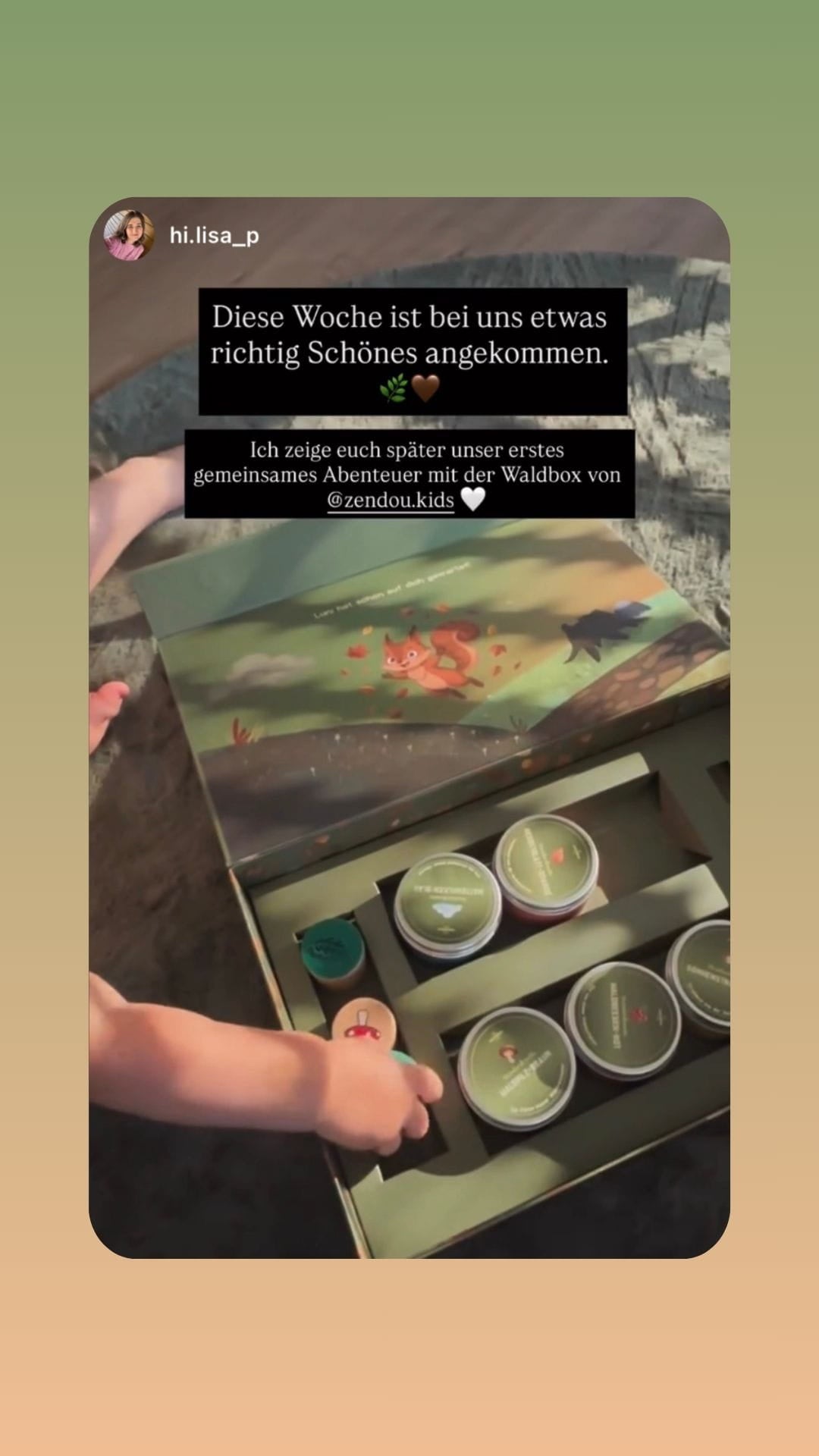 Testimonial zur Zendou Kids Waldbox – Erfahrung auf Instagram